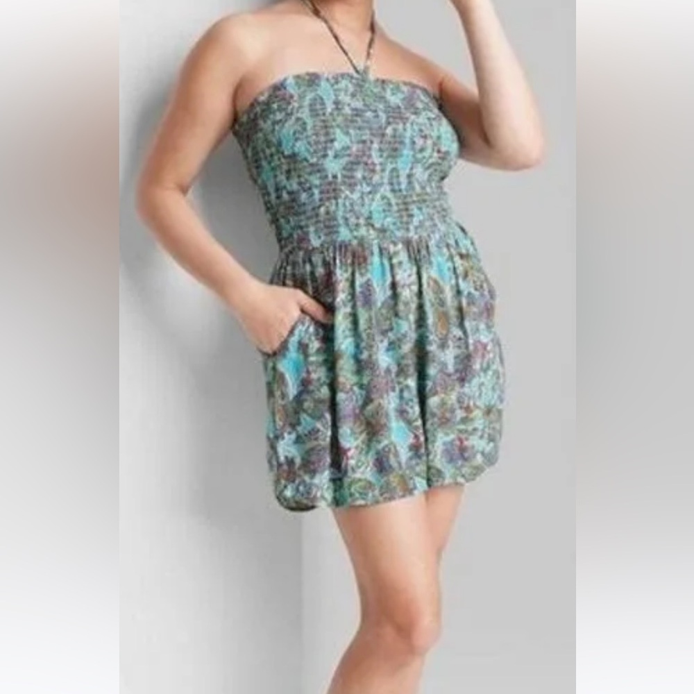 🩵💜 Spring Vibes NWT Strapless Mint Blue & Purple Floral print Romper